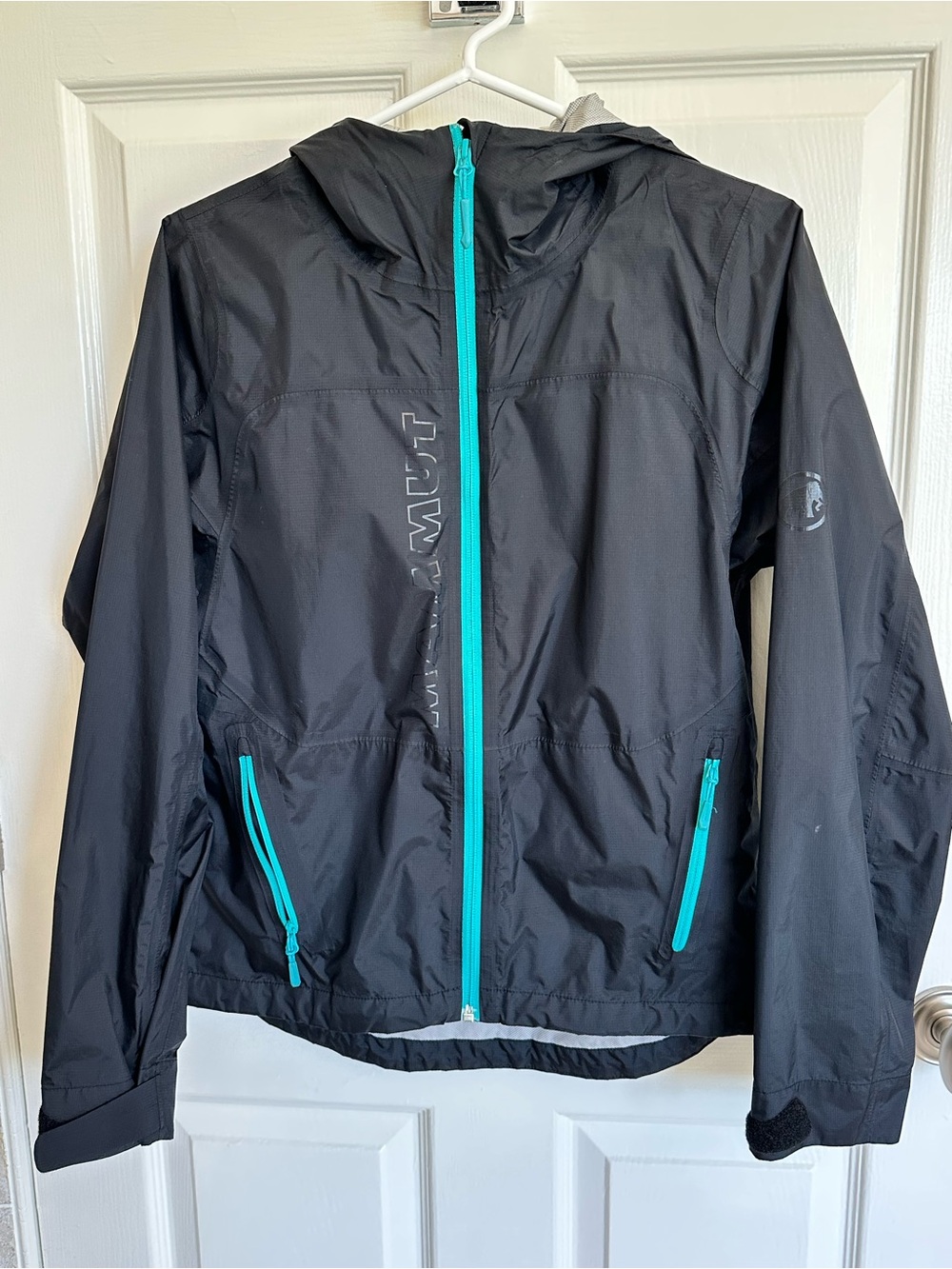 Mammut Black Hooded Jacket with Teal Zippers